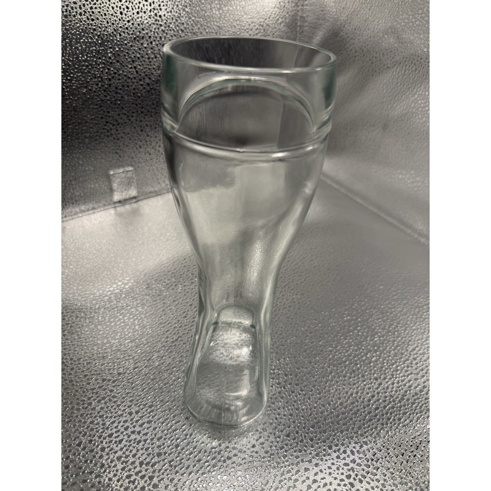 German Style 1L 9.75" Clear Glass Drinking Boot Beer Mug Unmarked‎